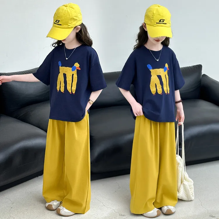 套装休闲时髦童装洋气女孩夏装儿童韩版夏季印花女童中大童