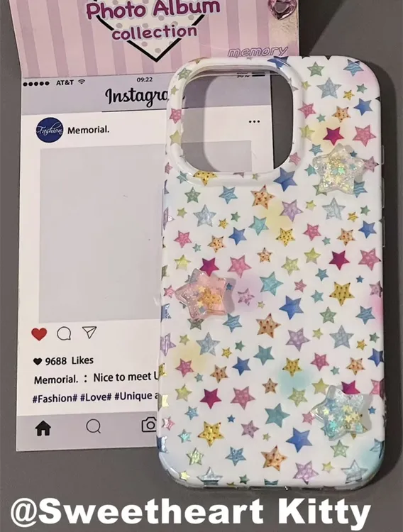 酷炫镭射彩色星星适用iphone17promax苹果16手机壳15可爱