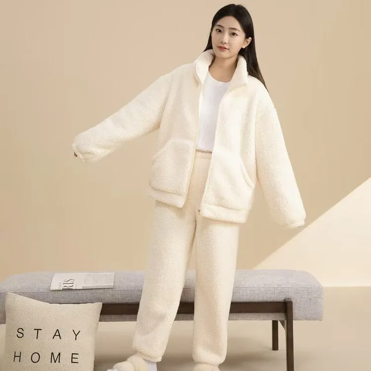 【君薇语】拉链款冬季舒适加厚家居服睡衣W113