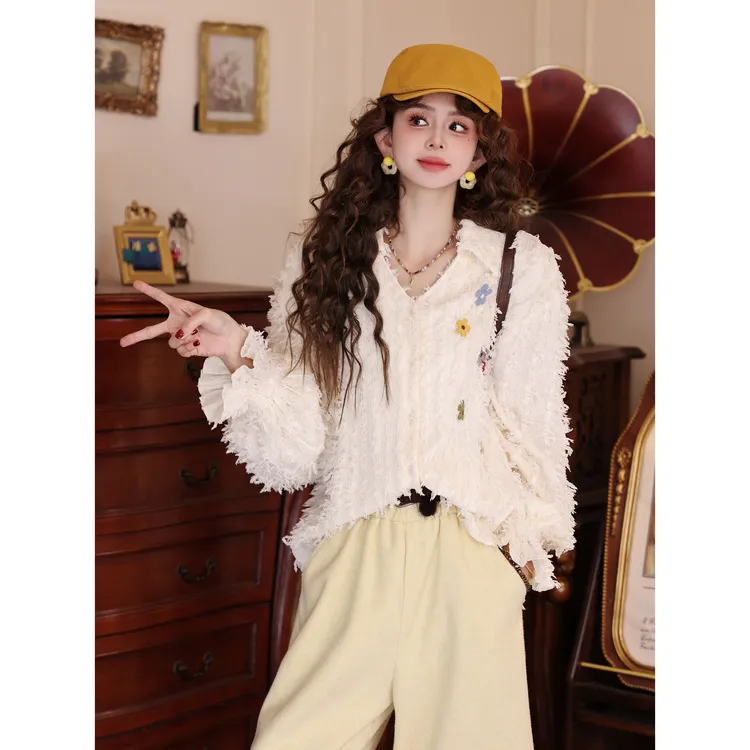 陈大器【踏雪寻梅】复古港风设计感休闲秋冬宽松百搭衬衫JB3328284