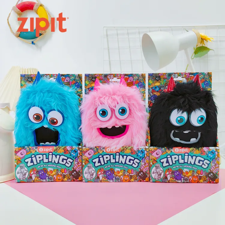 Ziplings怪兽毛绒派对可爱搞怪斜挎包zipit背包女学生卡通毛绒包