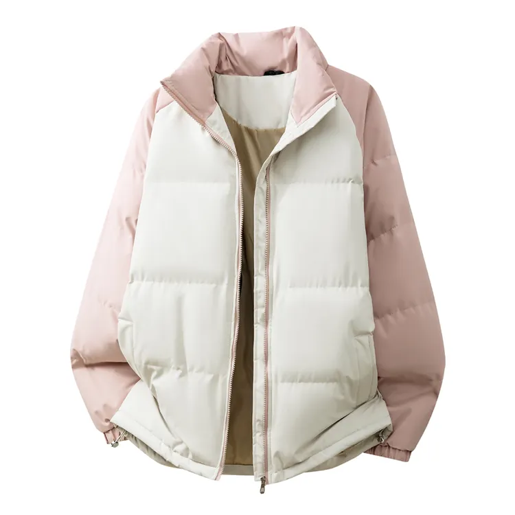 撞色拼接立领棉服男女同款冬季加厚防寒保暖休闲棉衣外套