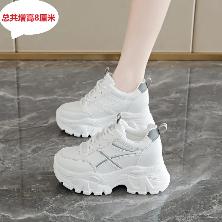 内增高小白鞋女2025春秋新款韩系显腿长厚底老爹鞋百搭休闲运动鞋