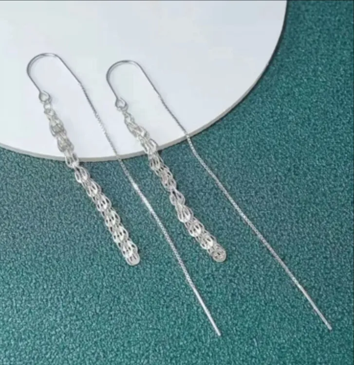足银耳饰 足银990银精工凤尾防丢耳线0180