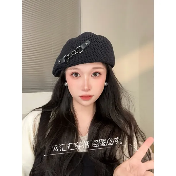 秋冬款定型贝雷帽～原创设计百搭链条前进帽高品气质显脸小鸭舌帽
