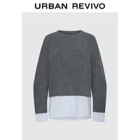 UR2025冬季新款女装气质设计感拼接假两件针织衫UWM950108