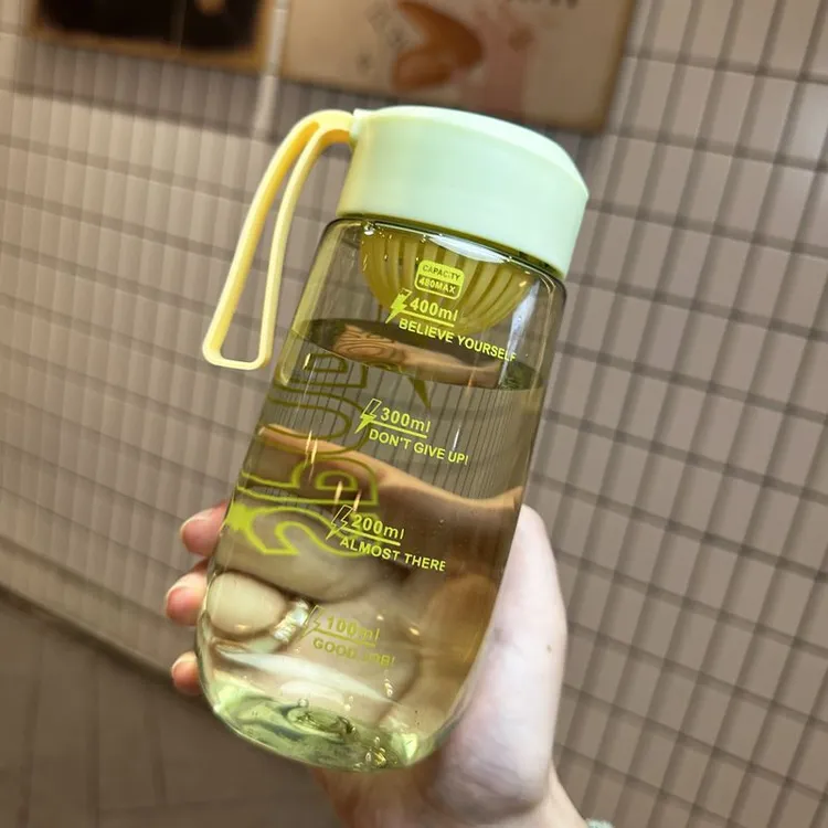 水杯女生高颜值学生便携儿童上学专用运动手提夏季塑料杯子耐高