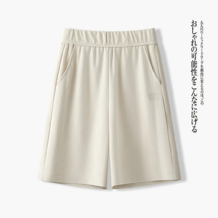 运动休闲直筒短裤女士2025新款夏季薄款高腰显瘦休闲五分阔腿中裤
