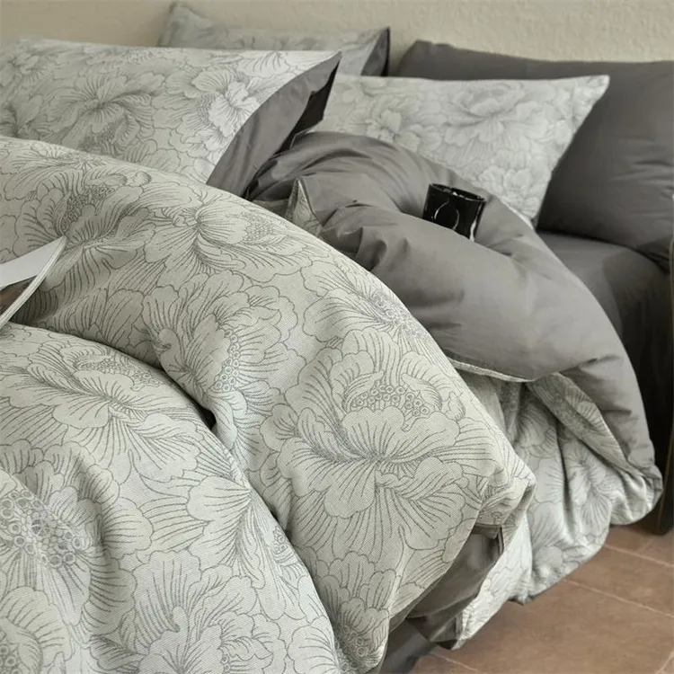 法式复古风四件套全棉纯棉双层纱提花被套床单笠2025新款床上用品