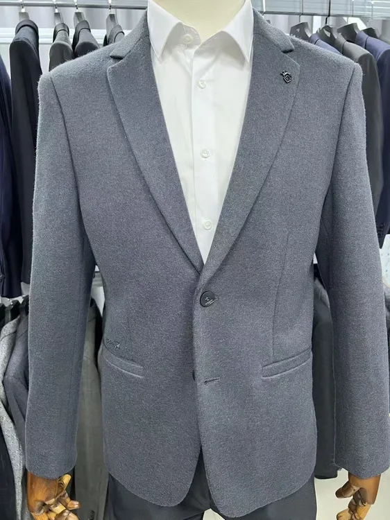 男士雾霾灰休闲商务单西