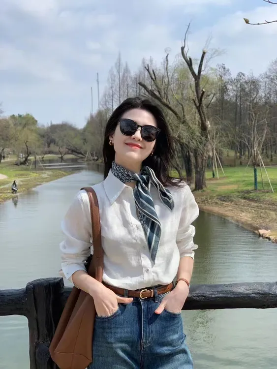 2025早春新款法式气质通勤温柔风白色衬衫女衬衣百搭牛仔裤套装