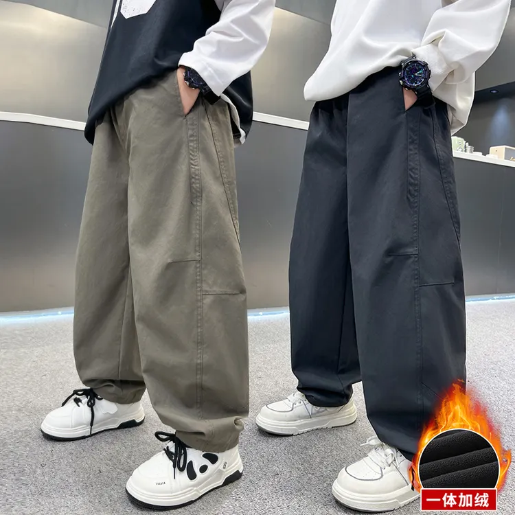 男童秋冬休闲裤加绒弯刀裤2025中大童休闲韩版长裤儿童秋季裤子潮
