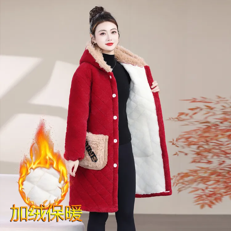 新款时尚棉服保暖棉衣加厚棉袄女加绒厚罩衣四川省服家居服可外穿