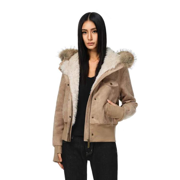 FDR官方店 巨好看仿麂皮毛毛厚外套男秋冬座山雕可拆卸毛领夹克女