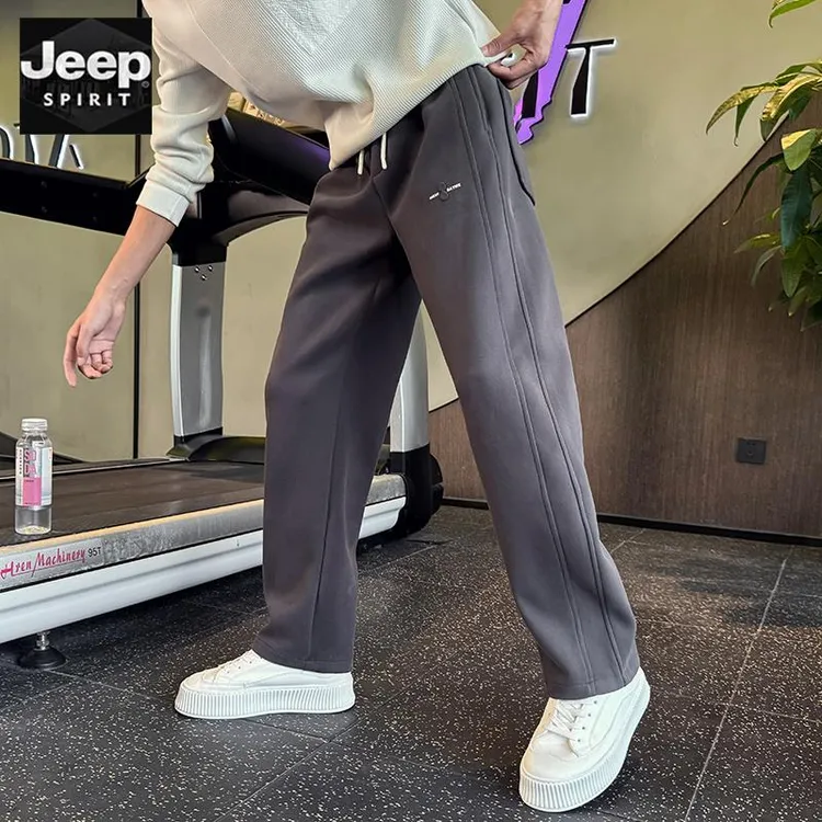 JEEPSPIRIT钢印字母卫裤男款重磅裤子宽松直筒裤春秋季男裤2025冬
