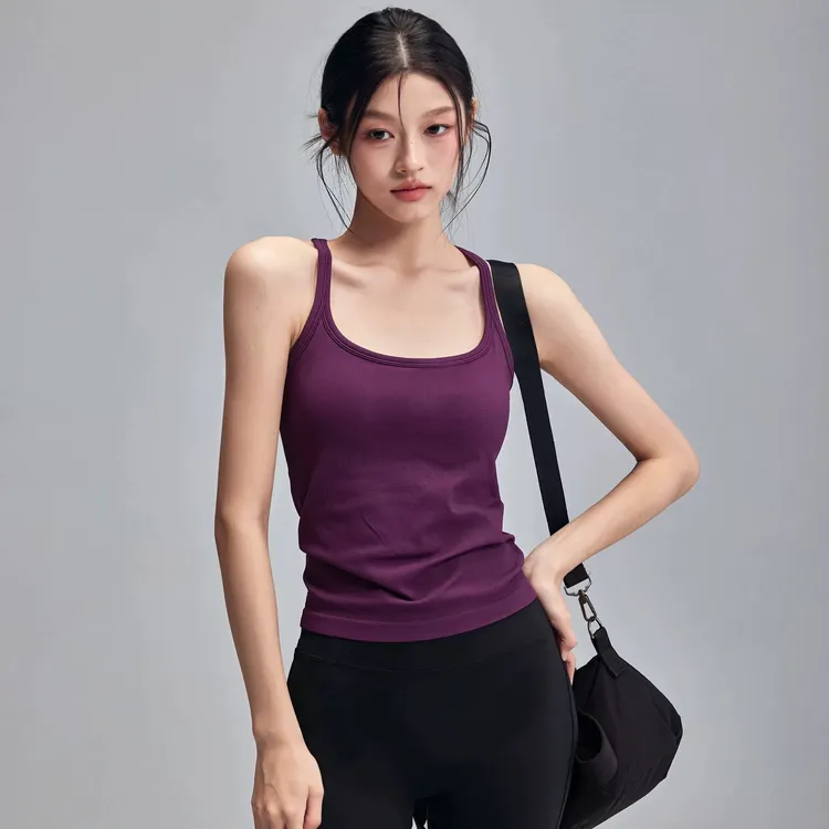 运动背心防震速干跑步内衣带胸垫健身女孩弹力工字吊带瑜伽服上衣