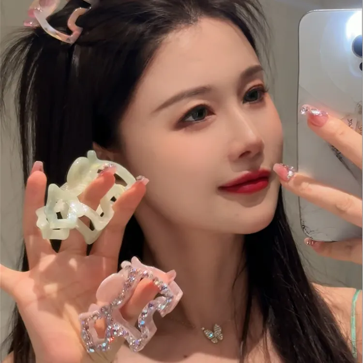 醋酸小狗抓夹气质轻奢时尚可爱小众素款小抓夹银色设计师发夹发卡