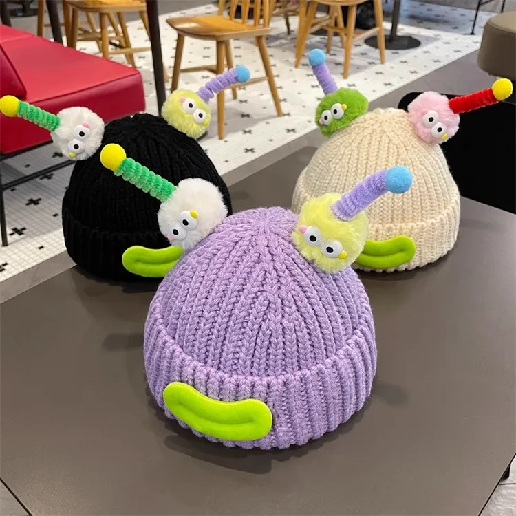 宝宝帽子秋冬款毛线帽可爱超萌男女宝针织帽保暖婴儿童套头帽冬cy