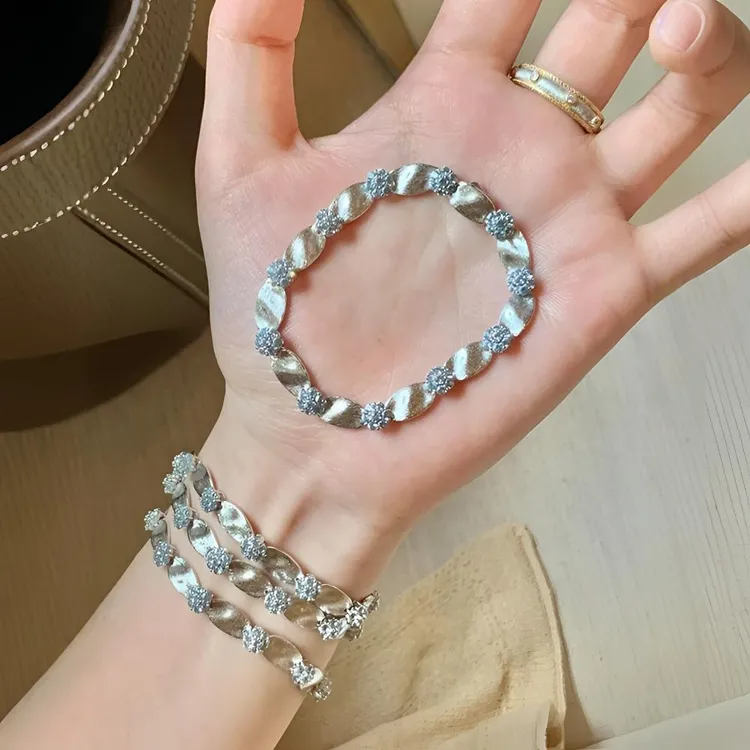 足银手链 中古vintage纯银拉丝绸带手链小众首饰气质时尚百搭轻奢