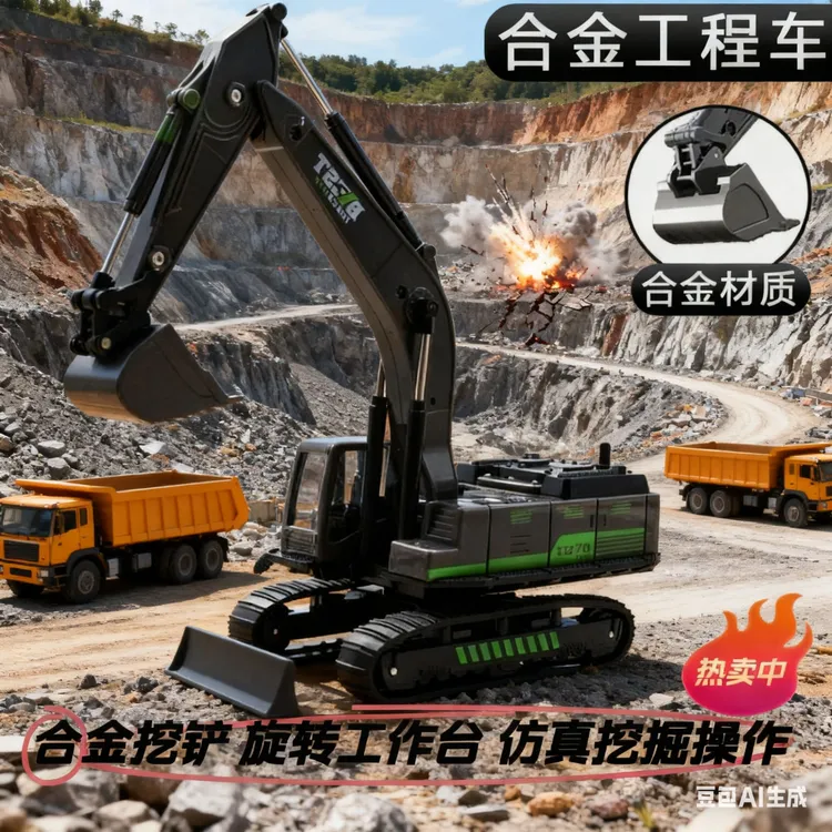 3-12岁儿童电动遥控合金挖土挖掘机益智少儿男孩玩具仿真生日礼物商品图