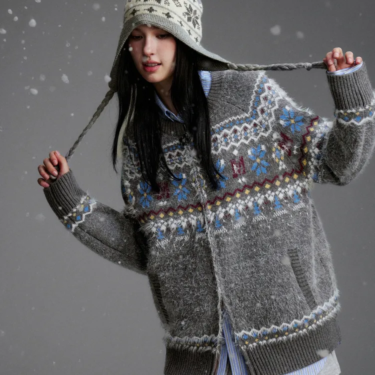 MEDM 圣诞节提花logo休闲保暖毛衣秋冬潮流小众设计感男女针织衫