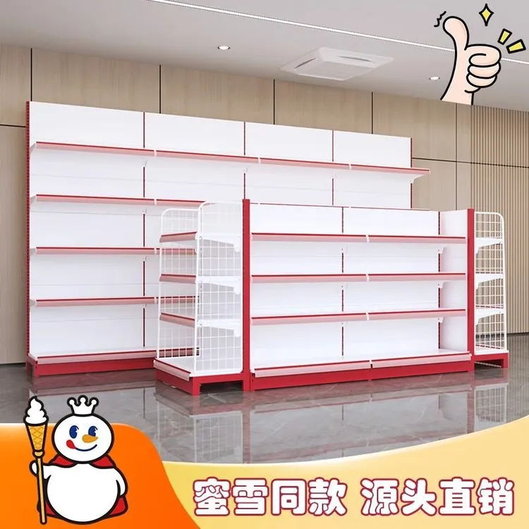 货架多层置物架超市专用展示柜新款靠墙便利店双面蜜雪冰城零食架