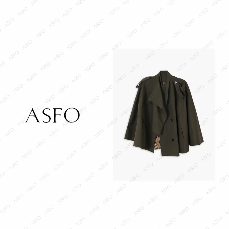 【AS风斗篷】25新高支高密精梳棉酷帅时髦廓形短风衣AS25QFY03744