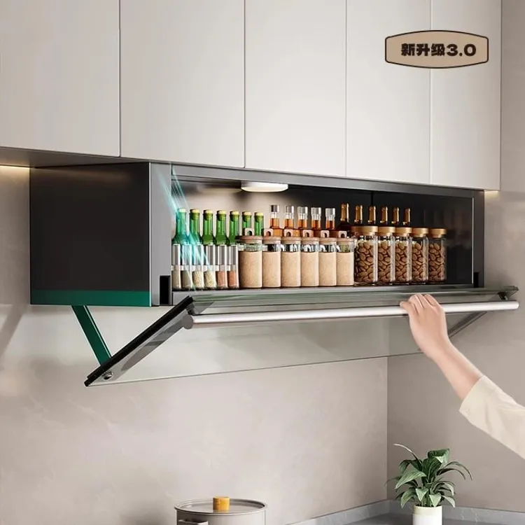 厨房吊柜墙壁柜吊柜下置物架壁挂式收纳柜调料柜玻璃下翻柜置物柜