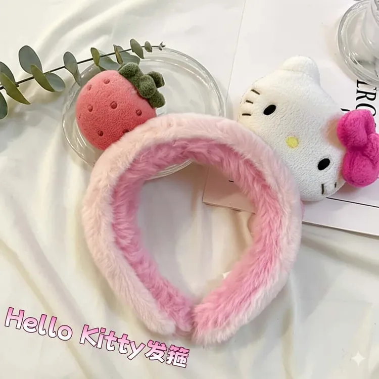 可爱草莓卡通KT毛绒发箍女甜美新款洗脸面膜头箍发卡防滑洋气头饰