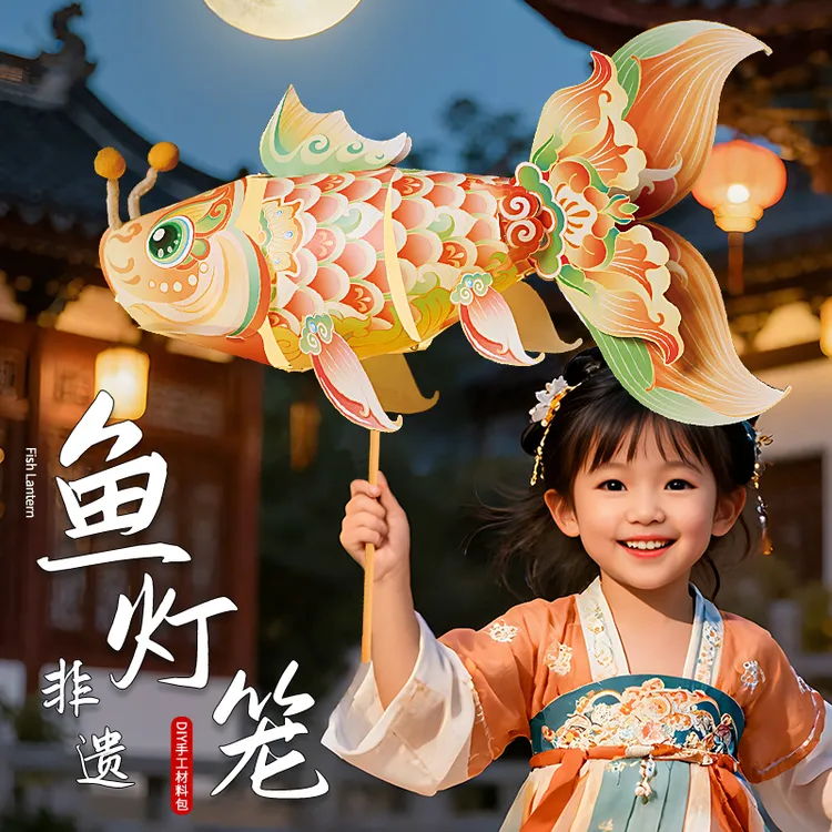 儿童花仙子鱼灯灯笼diy材料包3-6岁幼儿园活动手工制作拍照氛围