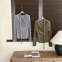 【赵小小&微荡心弦】8873 小众长袖t恤荡领锁骨显瘦打底衫独特上衣