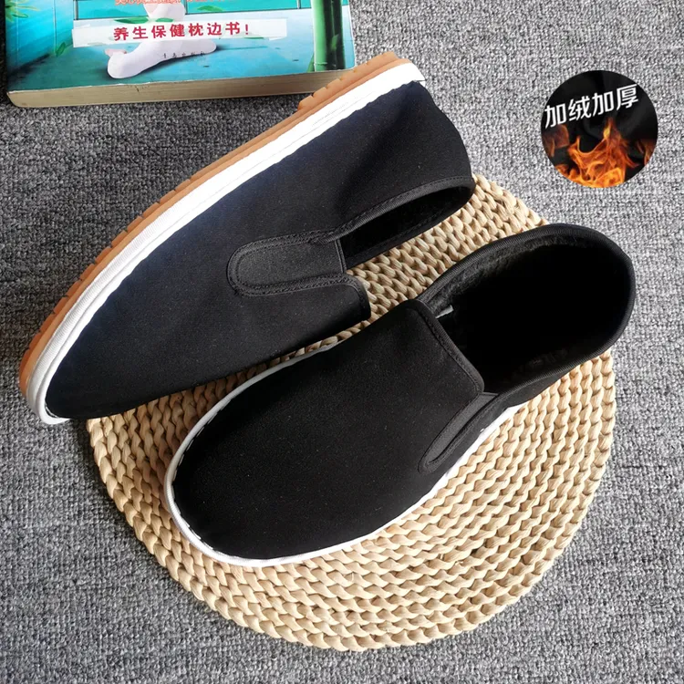 一脚蹬加厚男士冬季防滑软底休闲保暖布鞋父亲鞋牛筋加绒2025棉鞋