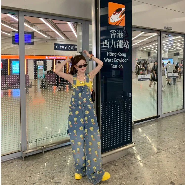 【陶格】夏日氛围休闲卡通动漫印花连体裤TG25B2K1322