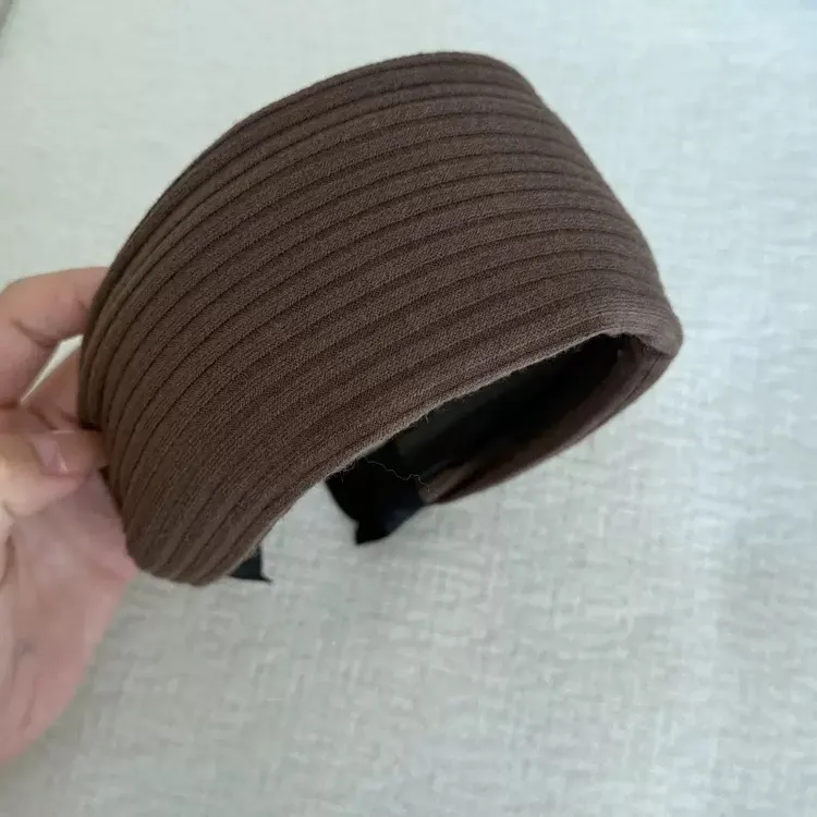 复古针织坑条加宽发箍纯色高颅顶气质高级感洋气时尚不压发发箍