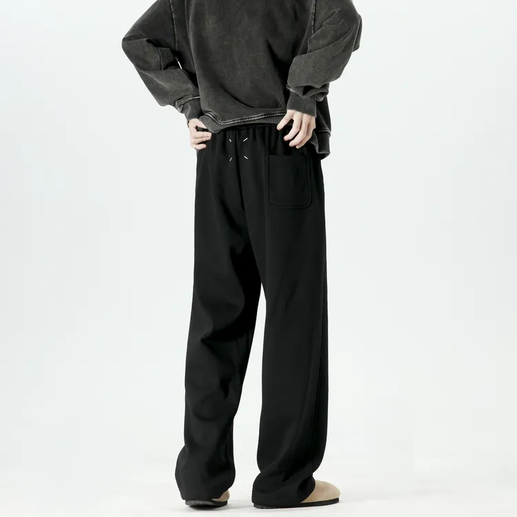 弯刀裤秋冬宽松直筒卫裤百搭春秋盐系少年感男款灰色休闲裤垂感