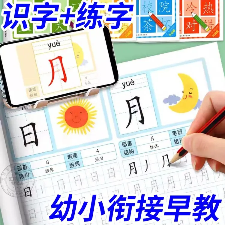 学前600字】幼小衔接点阵控笔练字帖把握3-8岁孩子认字识字敏感期商品图
