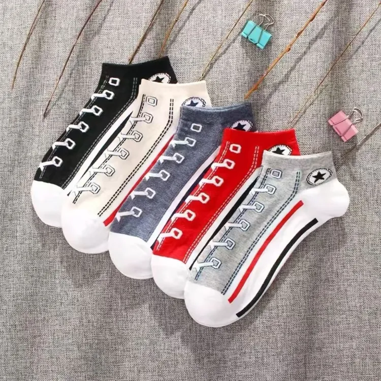 春夏时尚精梳透气鞋带船袜浅口低帮短筒个性球鞋潮运动鞋袜款新品