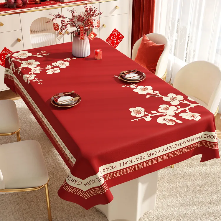 新年法式餐桌布防水防油免洗2025新款茶几台布轻奢茶几垫防水防油