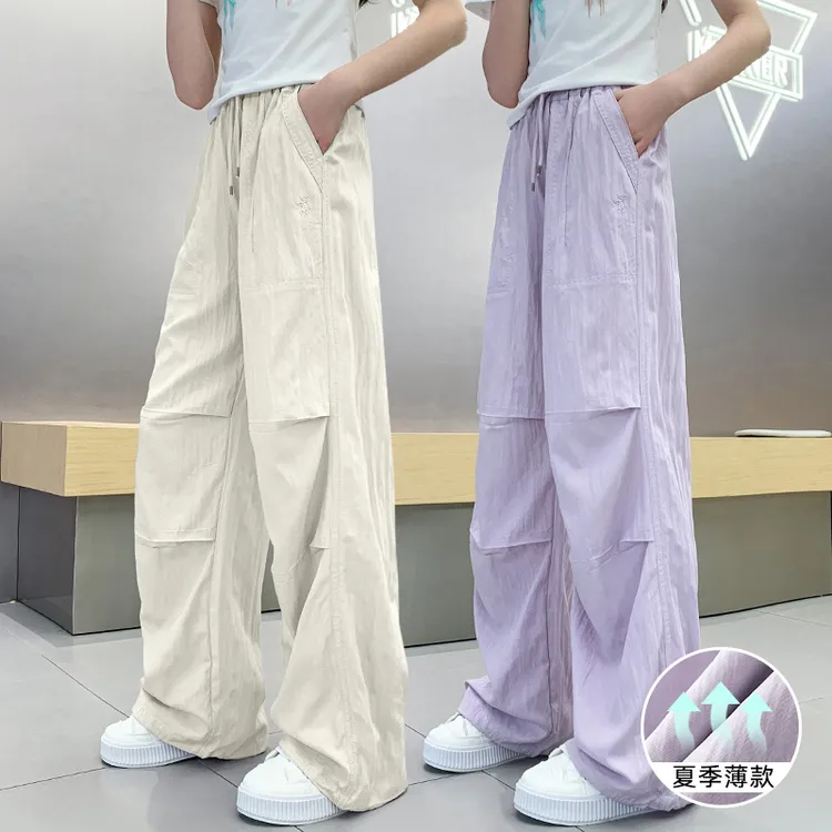 女童裤子夏季薄款女大童洋气休闲裤儿童速干裤初中生夏天防蚊裤潮