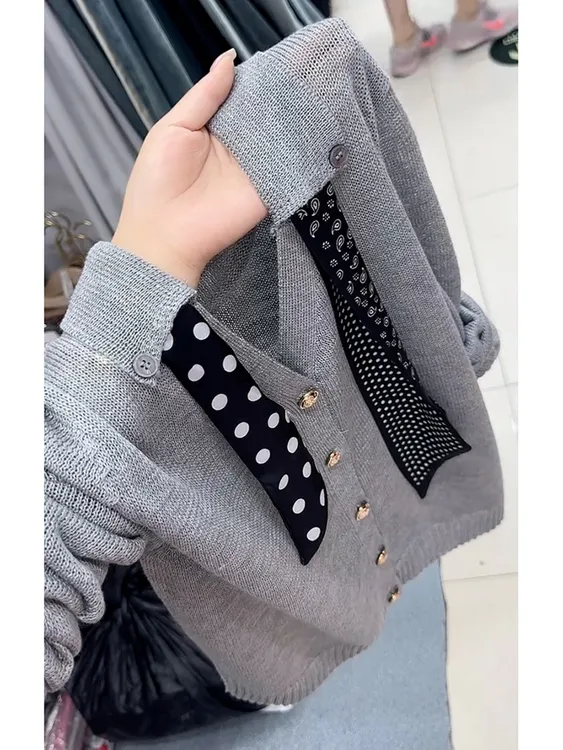 韩系chic宽松软糯慵懒风松弛感毛衣高级感超好看灰色针织开衫女秋