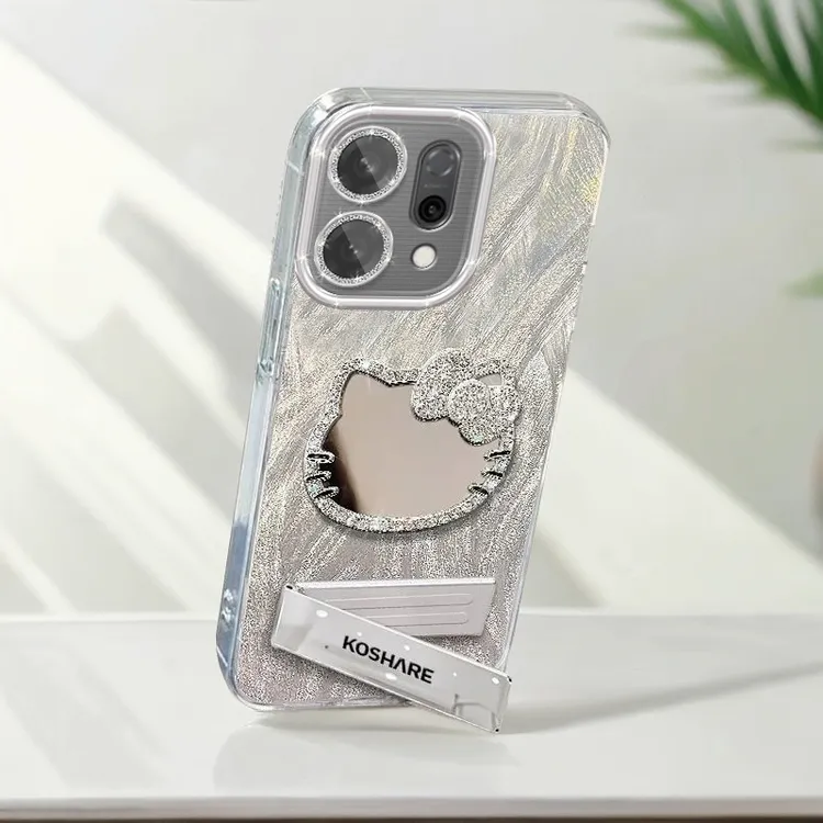带镜头膜OPPOReno14手机壳镶钻kt猫镜子reno14pro全包防摔软壳羽