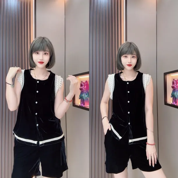 敏宝儿➕272丝绒短裤套装休闲百搭女装