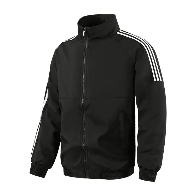 【官方奥特莱斯】三条杠男女款复古风梭织立领夹克加绒防风运动外套