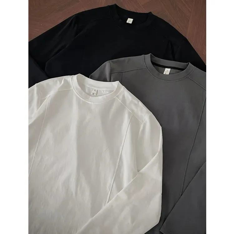 解构拼接德绒打底衫男士秋冬季内搭保暖上衣套头cleanfit长袖T恤