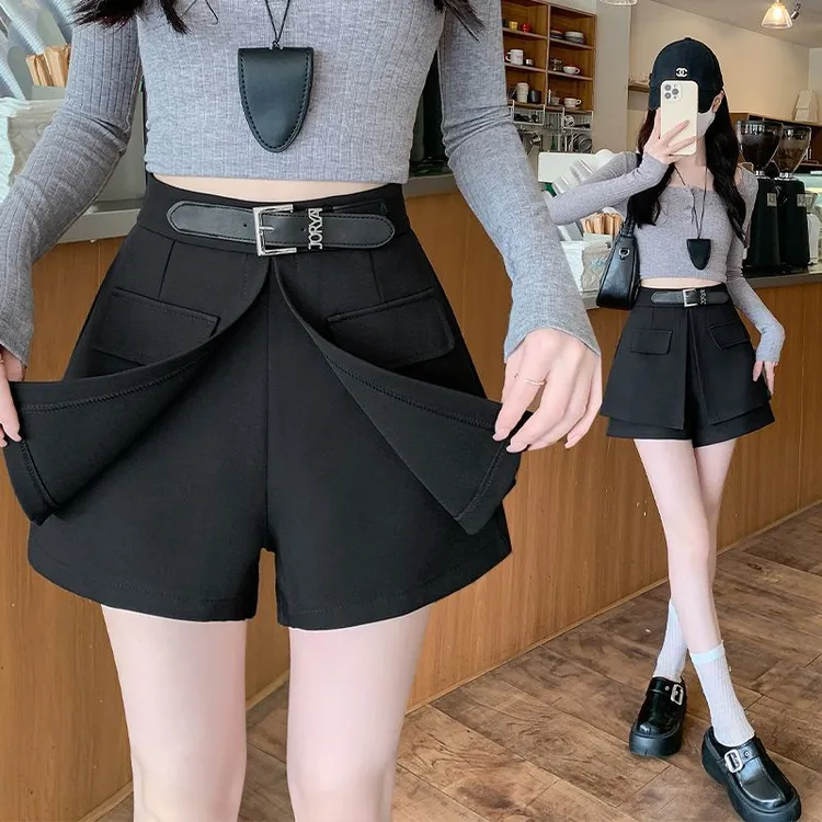 西装工装短裤女2025春夏季休闲百搭高腰设计感不规则外穿短裤女