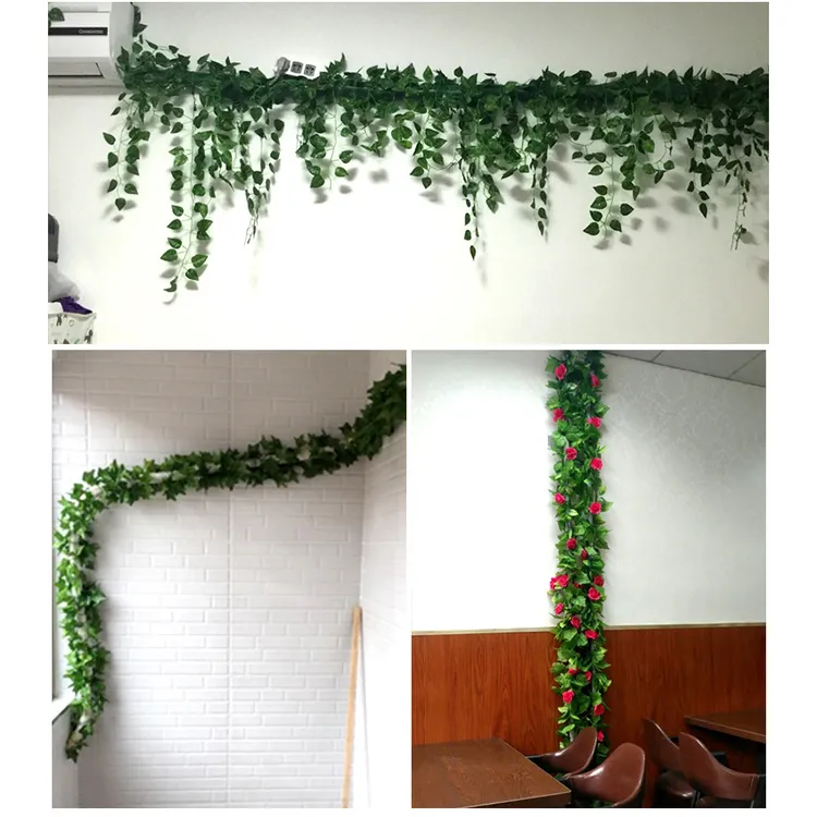 仿真葡萄叶绿植假花装饰藤条吊顶绿树叶子遮挡水管道植物塑料藤蔓