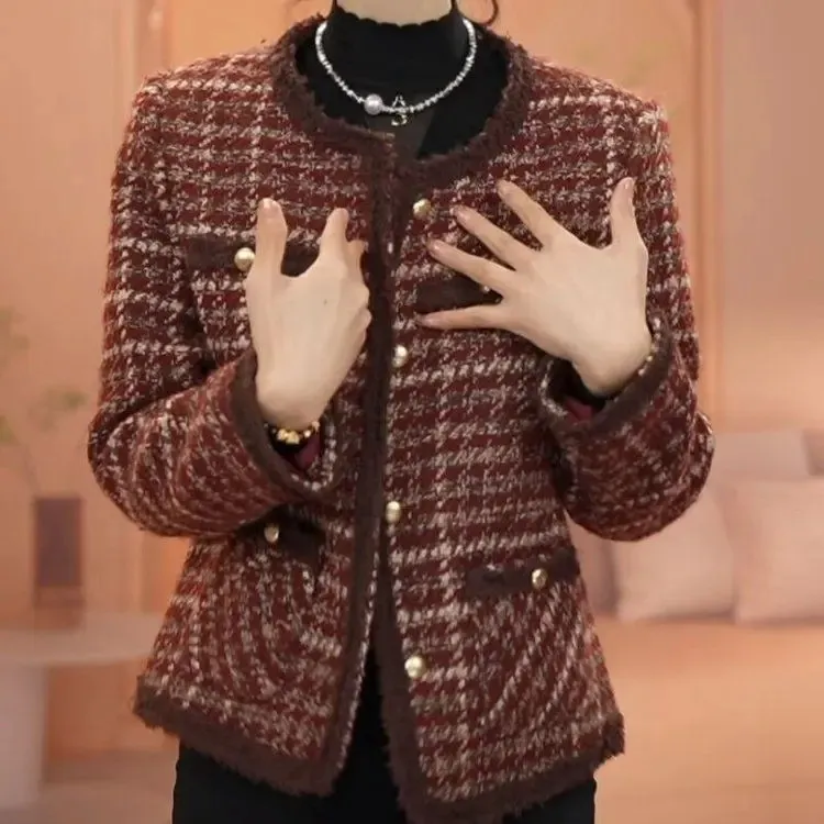 （运费险）2025名媛气质小香风外套女秋冬新款减龄撞色粗花呢短款女