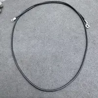 链子925银布 B322-银制皮绳项链一条按颜色拍45cm