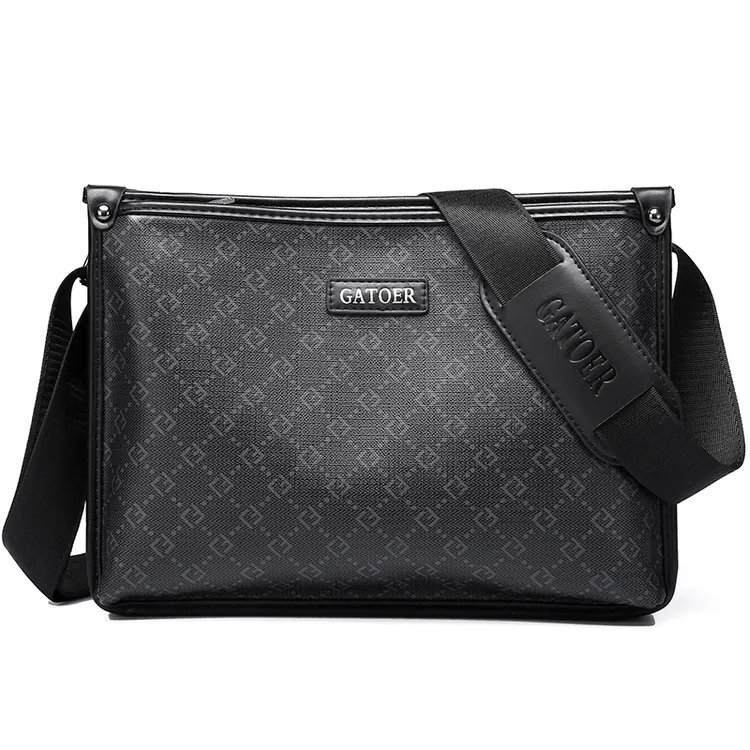 2025新款男士单肩包斜挎包防水男包商务时尚单肩休闲包多拉链背包