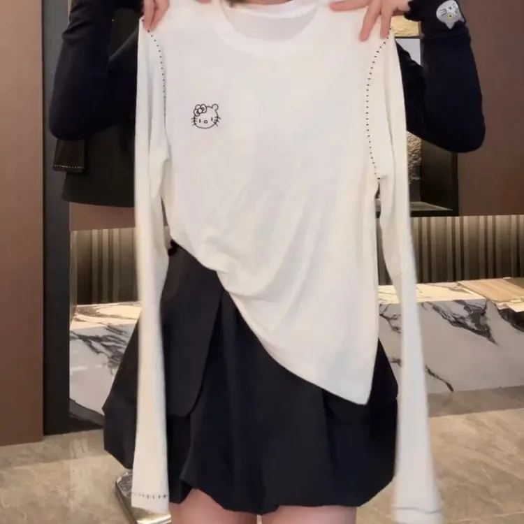 新款休闲百搭洋气卡通印花正肩T恤LK2507878